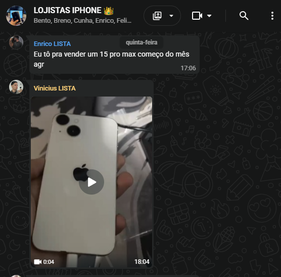 Negociação de iPhone em grupo de revenda